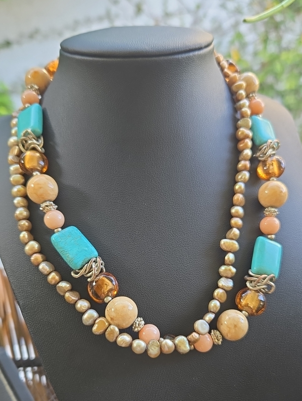 Freshwater Flatback Pearl, Howlite & Glass Bead Multi-Strand Necklace